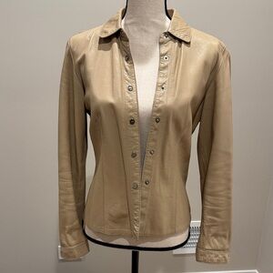 Chic Beige Leather Jacket for Women